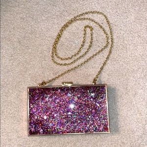 Transparent glitter clutch purse